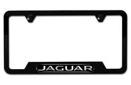 Licence Plate Frame - Black Frame, Black Jaguar Logo