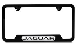 Licence Plate Frame - Black Frame, Jaguar Logo 